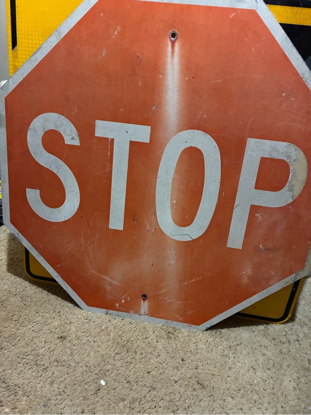 STOP Octagonal Sign - White Letters on Faded Red